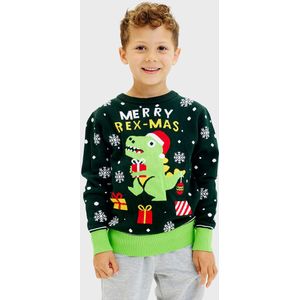 Jule-Sweaters Blouse - Sweet Kerstmis Dino - Groen - Jule-Sweater - 6-12 mnd - Shirts