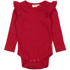 Petit Piao Romper l/s - Rib - Modaal - Frill - Jet Rood/Fietsroo - Petit Piao - 56 - Romper L/S