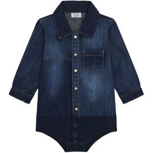 Hust and Claire Hemdromper l/s - Denim - Bertil - Blue Denim - Hust and Claire - 68 - Romper L/S