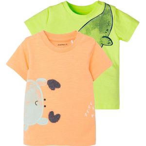 Name It T-Shirt - NbmHeine - 2-pack - Sunny Limoen - Name It - 56 - T-Shirts