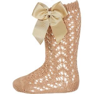 Condor Kniesokken m. Vlinderdas - Gebreid - Licht Bruin - Condor - 0-3 mnd - Sokken