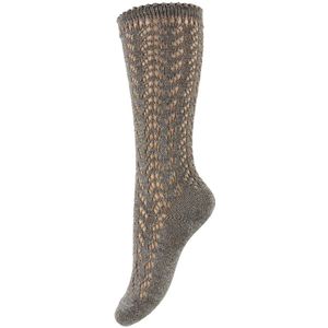 Condor Kniesokken - Gebreid - Grijs m. Glitter - Condor - 3-6 mnd - Sokken