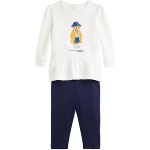 Polo Ralph Lauren Sweatshirt/Leggings - Wit/Navy m. Knuffel - Polo Ralph Lauren - 2 jaar (92) - Sweatshirt