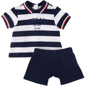 Versace Polo/Shorts - Navy/Wit Gestreept - Versace - 9-12 mnd - Shorts
