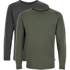 Minymo Blouse - 2-pack - Antraciet Grijs/Army - Minymo - 1 jaar (80) - Shirts