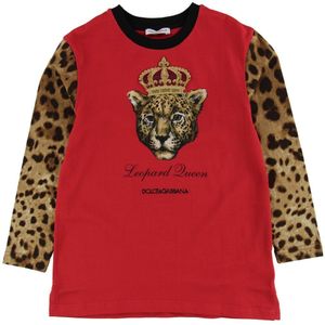 Dolce & Gabbana Blouse - Dier - Rood/Leopard - Dolce & Gabbana - 8 jaar (128) - Shirts