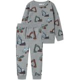 NAME IT - NMMNENEAN - Nachtkledij - Lichtblauw / Bruin / Grijs / Grijs Gemêleerd - 2-delig