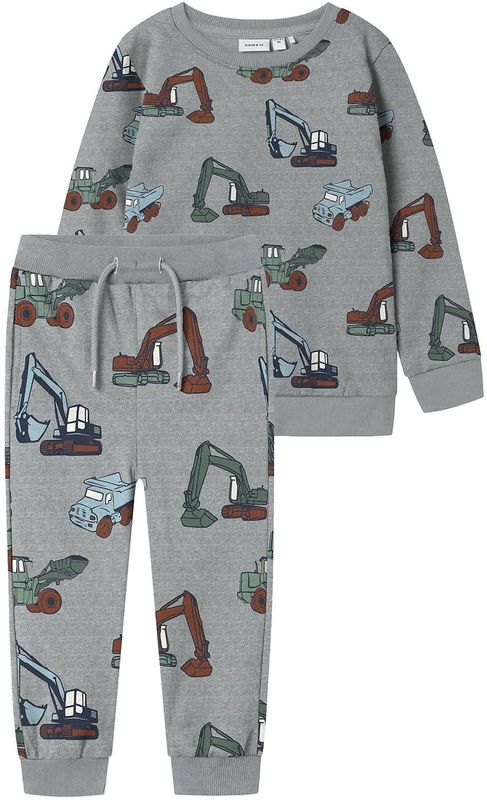 NAME IT - NMMNENEAN - Nachtkledij - Lichtblauw / Bruin / Grijs / Grijs Gemêleerd - 2-delig