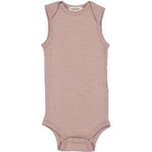 MarMar Romper mouwloos - Wol - Pointelle - Bini - Verbrand Rose - MarMar - 56 - Romper Mouwloos