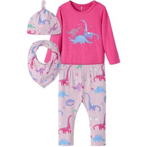 Name It Set - Romper/Broek/Muts/Slabbetjes - NbfBaba - Fuchsia L - Name It - 62 - Romper L/S