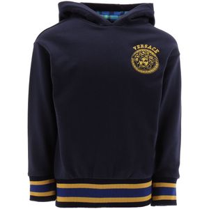Versace Hoodie - Navy m. Goud/Blauw Geruit - Versace - 10 jaar (140) - Hoodie