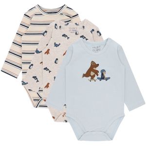 Hust and Claire Rompers l/s - 3-pack - HCBertram - Light Blue Be - Hust and Claire - 62 - Romper L/S