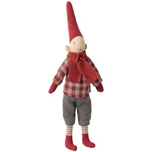 Maileg Elfenjongen - Maat 1 - Rood Geruit Overhemd - Pixy - Maileg - OneSize - Decoratie