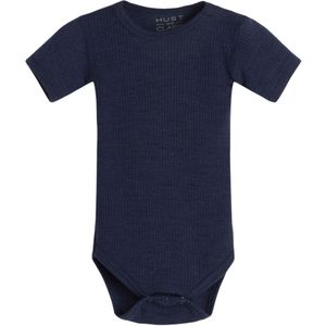 Hust and Claire Romper s/s - Inzet - Rib - Wol - Navy - Hust and Claire - 56 - Romper S/S