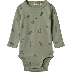 Wheat Romper l/s - Freddie - Dusty Green Cars - Wheat - 62 - Romper L/S