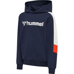Hummel Hoodie - hmlBugge - Black Iris m. Wit/Oranje - Hummel - 4 jaar (104) - Hoodie