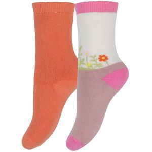 Melton Sokken - Andrea - 2-pack - Oranje/Roze - Melton - 15/16 - Sokken