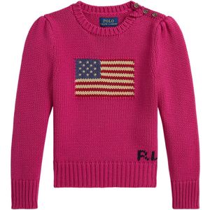 Polo Ralph Lauren Blouse - Gebreid - Preppy Roze m. Vlag - Polo Ralph Lauren - 3 jaar (98) - Shirts