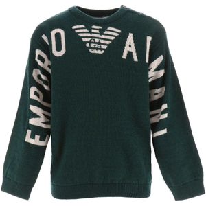 Emporio Armani Blouse - Wol/Acryl - Groen/Wit - Emporio Armani - 12 mnd - Shirts