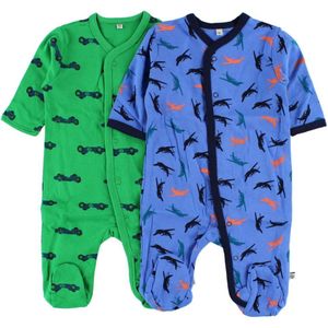 Pippi Pyjamapak M/v - 2-pack - Groen/Blauw m. Print - Pippi Baby - 4 jaar (104) - Pyjamapak