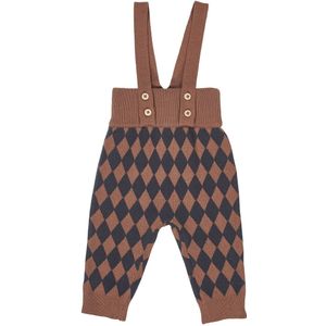 Müsli Tuinbroek - Gebreid - Harlequin - Wortel - Müsli - 68 - Tuinbroek