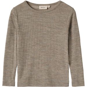 WHEAT - Gestreept Langarm-Shirt - Beige - Wool/Silk Merino-ondergoed