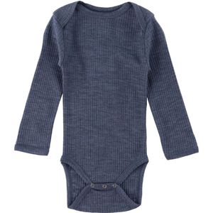 Smallstuff Romper l/s - Wol - Denim Gemeleerd - Smallstuff - 56 - Romper L/S