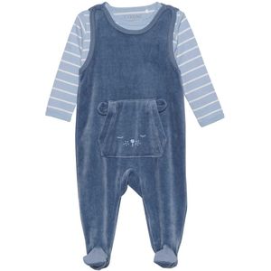 Fixoni Romper m. Voetjes m. Romper l/s - Fluweel - Blue Fushion - Fixoni - 56 - Boxpak