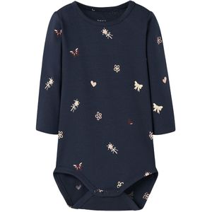 Name It Romper l/s - NbfVandora - Navy Blazer/Bloemen Eend Heart - Name It - 56 - Romper L/S