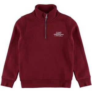 GANT Sweatshirt - Grafisch - Halve rits - Gepoft rood - GANT - 9-10 jaar (134-140) - Sweatshirt