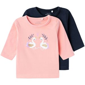 Name It Blouse - NbfVubie - 2-pack - Murex Shell m. Glitter - Name It - 56 - Shirts