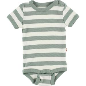 Katvig Romper - s/s - Wit/Dusty Groen Gestreept - Katvig - 56 - Romper S/S