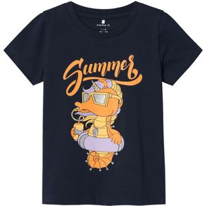 Name It T-Shirt - NmfJanine - Dark Sapphire m. Glitter - Name It - 1½ jaar (86) - T-Shirts
