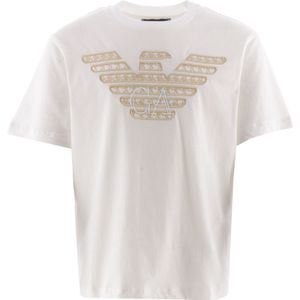 Emporio Armani T-Shirt - Wit/Beige m. Logo - Emporio Armani - 4 jaar (104) - T-Shirts