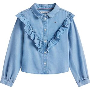 Tommy Hilfiger Overhemd - Denim - Blauw m. Rushes - Tommy Hilfiger - 8 jaar (128) - Overhemd
