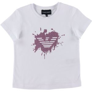 Emporio Armani T-Shirt - Wit m. Roze/Strass - Emporio Armani - 10 jaar (140) - T-Shirts