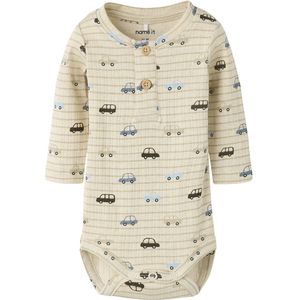 Name It Romper l/s - Rib - NbmRonald - Peyote Melange - Name It - 1½ jaar (86) - Romper L/S