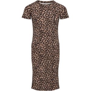 ONLY - Jurk - Camel/Ecru/Zwart - Jersey - Dierenprint