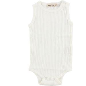 MarMar Romper mouwloos - Modaal - Rib - Wit - MarMar - 68 - Romper Mouwloos