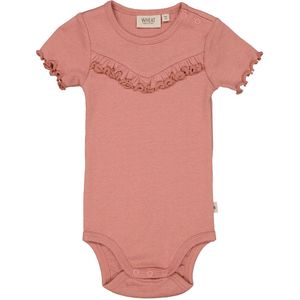 Wheat Romper s/s - Rib - Oud Rose m. Ruche - Wheat - 62 - Romper S/S