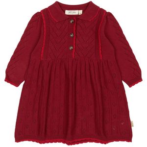 Petit Piao Jurk - Pointelle - Gebreid - PPDaimi - Fietsen Rood - Petit Piao - 1 jaar (80) - Jurk