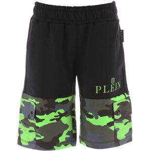 Philipp Plein Sweatshorts - Zwart/Groen Camouflage - Philipp Plein - 10 jaar (140) - Shorts
