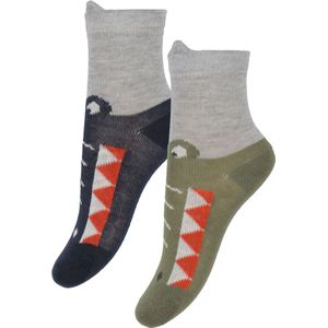 Minymo Sokken - 2-pack - Dark Navy/Legergroen m. Krokodil - Minymo - 15/18 - Sokken