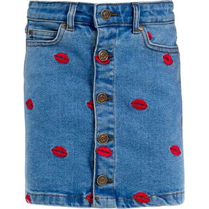 The New Rok - Denim - TnLips - Medium+ Blue/Rood m. Lippen - The New - 13-14 jaar (158-164) - Rok