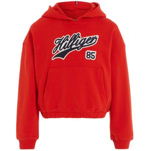 Tommy Hilfiger Hoodie - Hilfiger-script - Fel rood - Tommy Hilfiger - 8 jaar (128) - Hoodie
