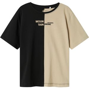 Name It T-Shirt - NkmOzzi - Zwart/Beige - Name It - 7-8 jaar (122-128) - T-Shirts