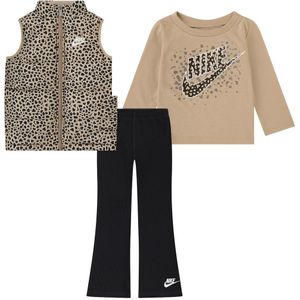 Nike Set - Vest/Broek/Blouse - Zwart/Leopard - Nike - 12 mnd - Donsvest