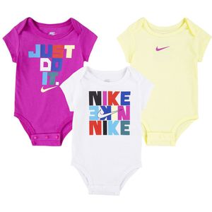Nike Rompers s/s - 3-pack - Wit/Paars/Geel - Nike - 0-3 mnd - Romper S/S