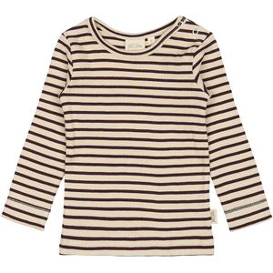 Petit Piao Blouse - Rib - Modaal - Dark Grape/Off White - Petit Piao - 1 jaar (80) - Shirts