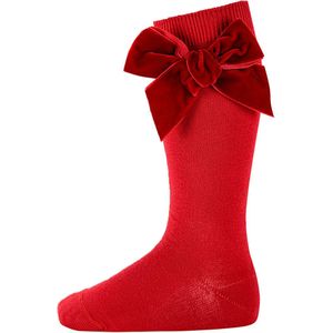 Condor Kniesokken m. Vlinderdas - Rood fluweel - Condor - 6-12 mnd - Sokken